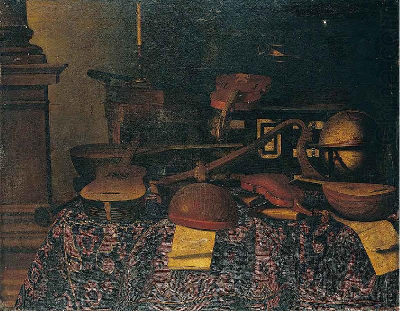 A still life of musical instruments with lutes, Bartolomeo Bettera